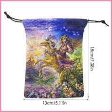 女巫卡塔牌屋 十二星座絨布袋彩色塔羅牌桌布袋子生日小物件禮品抽繩袋 naitw, 1