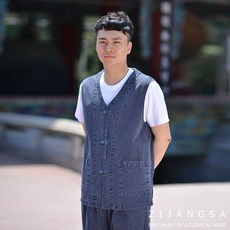 [3538] (남) 다솔 20수 조끼 바지 한벌 생활한복 / 봄가을 2피스 거사님 남자 남성 한복 개량한복 수련복 법복 절복 승복 템플스테이 지장사