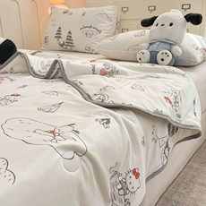 산리오 시나몬롤 귀여운 강아지 여름 쿨 냉감 이불 낮잠 아기 유아 신생아, 1개, 뜨개질 옷-Sanrio Family