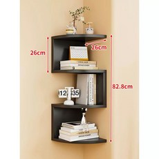 벽걸이 책꽂이 코너벽 5칸 26cm 선반 수납 화이트, 1단, 블랙 4칸 26cm