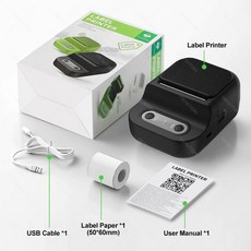 P21 미니 라벨 메이커 태그 휴대용 열전사 프린터 20 50mm 사진 영수증 메모 비즈니, P2 BK Add 1Roll