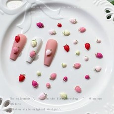 UNAEUN 네일데코 - 딸기 3D 입체 네일파츠 컬러파츠 미니 스트로베리 젤네일 데코 파츠 혼합, 1개, 딸기 혼합