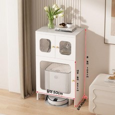 이동식 바퀴달린 로봇 청소기 장 다용도 수납장 협탁 낮은 선반 보관함, 화이트40 + 세라믹상판