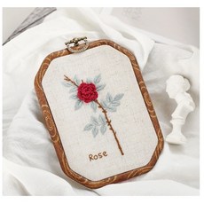 手工刺繡材料包 玫瑰刺繡掛畫, 1個, 玫瑰