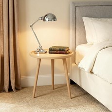 ShellKingdom 작은 원형 사이드 테이블 침실 거실용 모던 우드 엔드 테이블 작은 공간을 위한 커피 사이드 테이블 실내 실외 나이트 스탠드 침대 옆 테이블 (내추, 천연