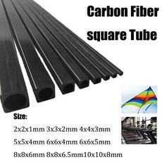 1/2/3pcs 탄소 섬유 사각 튜브 막대 2-10mm OD 보강 고강도 길이 500mm, 01 China Mainland, 01 500mm, 5x5x4mm 1pcs