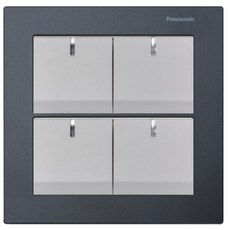 Panasonic 國際牌 鋁合金蓋板 四開單切開關, 1個, 橫式 WTGF61002AB棧瓦黑+開關
