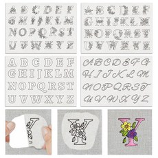 BENECREAT 1세트 4매 자수용 천 자수 키트 104개 모티프 AZ 꽃 밑그림 무늬 부직포 수용성 자수 보조 자수 크로스스티치 수제 DIY 자수 도구 자수 도구 초보자