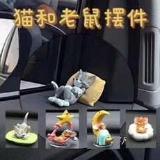 關注優品 貓和老鼠車載擺件，湯姆和傑瑞高階公仔，可愛卡通車飾，兒童玩具禮物，烘焙裝飾, 1個, 隨機一個送無痕貼
