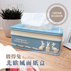 彼得兔北歐風面紙盒，英國經典品牌，精緻工藝，提升居家品味, 藍色