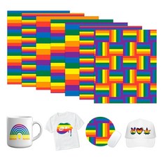 Tintnut 퍼즐 피스 승화 전사 시트 - 10장 30.5cm x 25.4cm(12인치 x 10인치) 자폐증 인식 패턴 승화 전사 용지 번들 DIY 머그잔 텀블러 열쇠, 레인보우-7, 1개