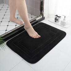 moxixi-12 특급호텔 감성 보송한 극세사 욕실 발매트 (고흡수 미끄럼방지 항균 다용도 매트), 검정색