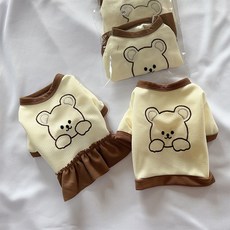 강아지 크롭 원피스 티셔츠 / 반려견 옷 실내복 잠옷 고양이 겨울, 원피스형