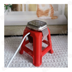 amarelee 미니 포장마차 의자 애플워치 충전 거치대 귀여운 애플워치 스탠드, 1개, 레드