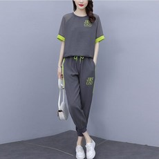 TTWORKS 文字日常配色束口短袖運動服上下套裝