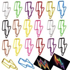 Upquzzfy 30피스 멀티컬러 상어 모양 종이 클립 세트 - 귀엽고 재미있는 책갈피 파일 정리 및 페이지 마커 클립 사무실 학교 바다 테마 파티 초대장 해변 장식용, 50, Lightning Shaped