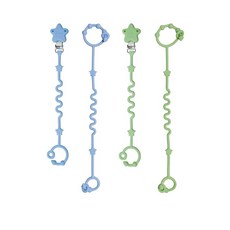 多功能防掉鍊 奶嘴防掉鏈 玩具防掉鍊 奶嘴鏈 織帶奶嘴鏈 奶嘴夾 防掉夾 玩具防掉夾 造型奶嘴鏈 嬰兒奶嘴鏈 手推車配件, 藍色綠色奶嘴夾和藍色綠色, 1個