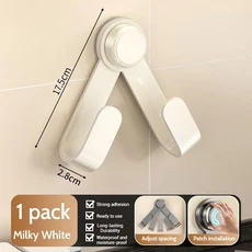 두꺼운 탄소강 흡착식 회전 냄비 뚜껑 걸이 주방 다용도 수납 정리 도구 무타공 벽걸이, 01 Creamy white