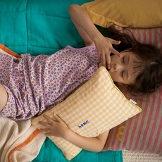 면 100 자수 포인트 디어체크 미니 베개커버 3colors, 커버만, 오렌지