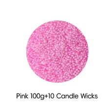100g 눈송이 왁스 펄 컬러 크리에이티브 왁스 샌드 DIY 캔들 액세서리 프리미엄 샌드 페인팅 공예 용품, 03 Pink 10Wicks
