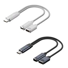 (루트O) PD100W C타입 전용 태블릿 노트북 휴대폰 충전+OTG USB 변환 젠더 케이블 100RUT-CCO, 2.(루트O)듀얼 OTG USB 케이블(블랙)