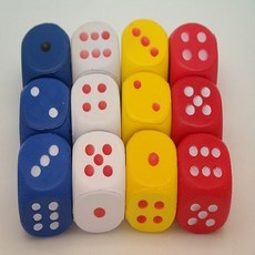 EVA소프트주사위 -3cm 4색 3개입 12개 세트-랜덤 문구 완구 장난감 학용품 주사위 dew+754gG