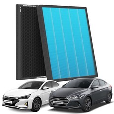 1+1 PM 0.3 에어컨필터 활성탄 블루 초미세먼지, 2개, 아반떼AD [FCP-04]