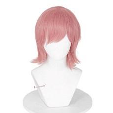 Probeauty 15 Inch/37 cm Short Grey Pink Cosplay Wig Light Spiky Fluffy Layered Wigs for Men Women