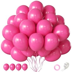 CVPARTYON 골드 풍선 60피스 메탈릭 30.5cm 12인치 가랜드 아치 생일 파티 베이비 샤워 브라이덜 크리스마스 장식 1895641, 핫 핑크.