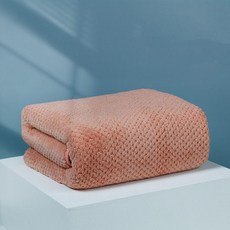 珊瑚絨菠蘿格浴巾 加厚吸水毛巾, 磚紅色,70*140cm 350克, 1個