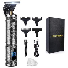 ECLATIS Suttik 남성 헤어 클리퍼 전문 및 수염 트리머 콧수염 트리머 T-블레이드 라이너 에저 골드칼라 나이트 클로즈 커팅 276602, 회색