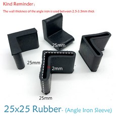 블랙 L형 고무 베이스 미끄럼 방지 발 패드 슬롯형 앵글 바 삼각형 발판 선반 철제 침대 발 커버 보호용 고무 슬리브, 8 Pcs, 25x25mm-Rubber