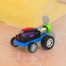 쌍날개 삼엽 전동 풍력자동차 만들기 고속모터 프로펠러 미니카 작용반작용 실험 (일반형)