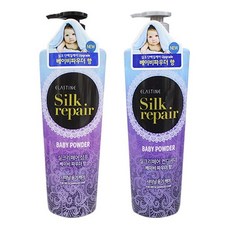 엘라스틴 실크리페어 베이비파우더 샴푸 + 린스 550ml 세트, 1개