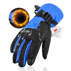 HIKENTURE 스키그 로브 키즈 장갑 어린이 눈발 스노그 로브 발수 방풍 방한 면 안감 기모 후리스 따뜻하다 스케이트 눈놀이 스노보드 윈터 통학 통원 자전거 블루 S (46세)