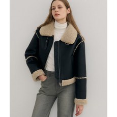 [드로우핏 우먼] 시어링 크롭 무스탕 자켓 [BLACK LEATHER]