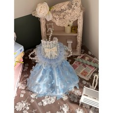 寵物洋裝 公主禮服 立體蝴蝶 輕盈度假風 法式風格 寵物服飾, 1個, 藍蝶夢,M碼（2.5-3.0公斤左右）