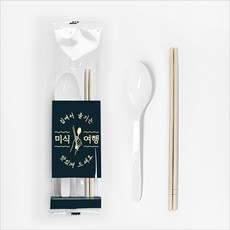 일회용 수저세트 2종 숟가락 젓가락 투명 인쇄 포장지(숟가락 백색) 100개/500개, 500개, 1세트
