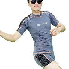 青少年男士緊身短袖速乾修身青年泳衣運動套裝男款平角分體泳衣，高彈力速乾材質，舒適貼身，多種尺寸可選