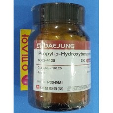 프로필파라벤 ; 프로필 4-하이드록시벤조산 (GR) 25G (KOR-대정) Propyl 4-hydroxybenzoate : Propyl paraben, 1개, 25ml