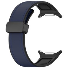 47mm 스마트워치 피트니스 비즈니스와 호환되는 마그네틱 클로저 실리콘 가죽 스트랩, 짙은 파란색, 1개