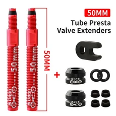 자전거 호환 MUQZI 프레스타 밸브 익스텐더 클린처 타이어 탈착식 밸브 내부 튜브 연장 어댑터 코어 도구 포함 50mm 60mm 80mm, [09]Removable 50mm Red, 2) Removable 50mm Red