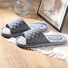 [Cool Share] 3중 쿠션 폭신 퀼트 면 거실화 층간소음방지 실내슬리퍼 실내화, 모던 다크그레이, 1개