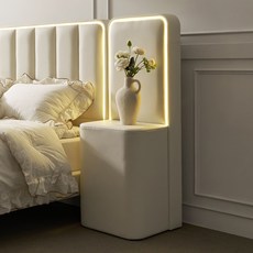 국내제작 인홈 호텔 다이아 LED 침대 협탁, 1개, 크림화이트