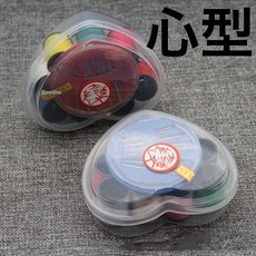 DFMEI 針線套裝 老太婆針線盒 手縫針線包皮尺頂針工具九支線圓型心形, 1件, 愛心12-22:如圖