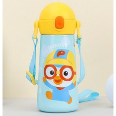 뽀로로 원터치 어깨끈 이중 스텐 빨대 물통 뽀로로스텐, 460ml