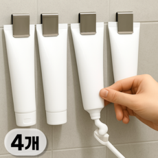 깔끔조아 무타공 스텐 폼클렌징 치약걸이 세트, 4개