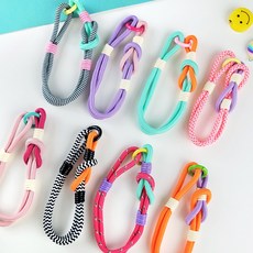 [1탄] 로프 키링 스트랩 인형 가방 백참 장식 악세사리 부자재 재료, 블랙+오렌지, 패턴