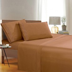 Elegant Comfort 스레드 카운트 주름 및 변색 방지 이집트산 품질의 3피스 침대 커버 세트 울트라 소프트 럭셔리 세트 시트 매트리스 커버 및 베개 커버 1개 포, 올림픽 브론즈