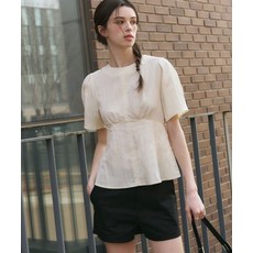 DRAWFIT WOMEN 에델 퍼프 슬리브 반팔 블라우스 [CREAM BEIGE]